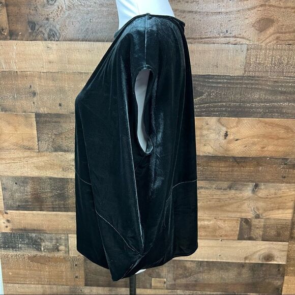 Alfani Top Boat Neck Black Velour Velvety Look Cap Sleeve Oversized Small - Picture 9 of 16